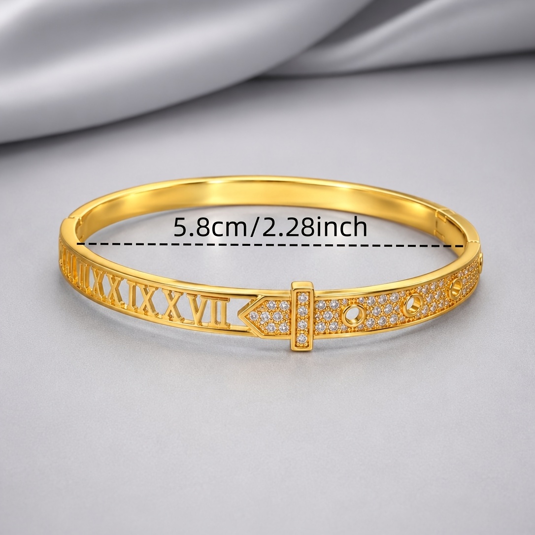 Women's Fashion Roman Numeral Hollow Buckle Bangle Bracelet